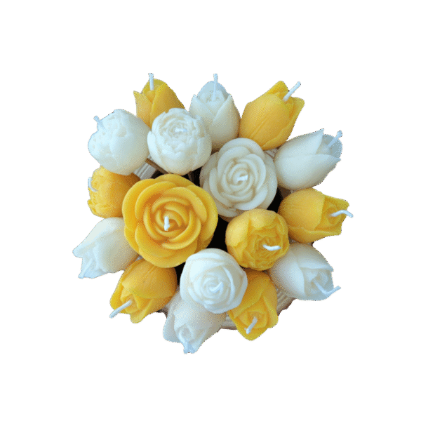 Bouquet tulipes cire artisanal jaune et blanc Quinn Crafts Dole France