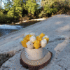 Bouquet tulipes cire jaune détail artisanal Quinn Crafts