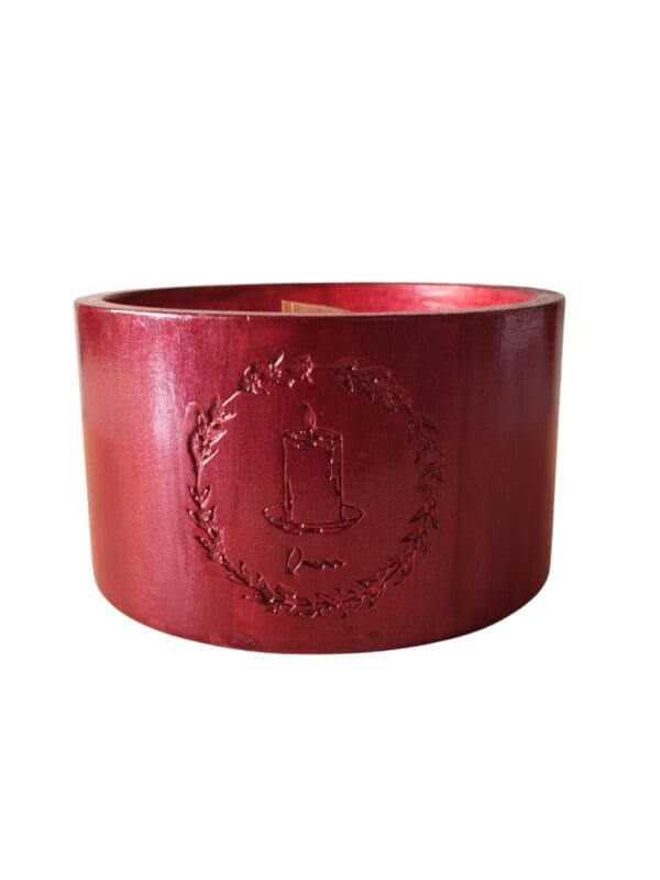 Bougie Pomme Cannelle Alchimie Métallique, pot en résine écologique finition métallisée Cerise Brillante, Quinn Crafts